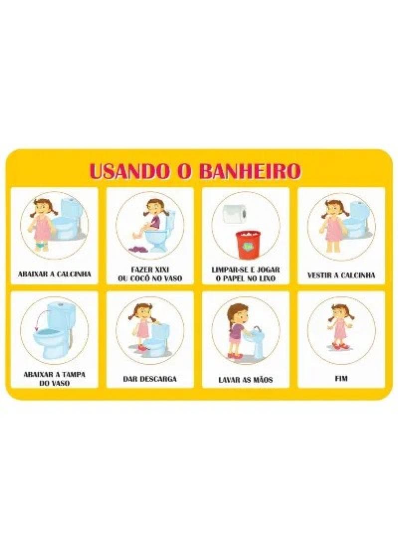 Adesivo Passo a Passo- Usando o Banheiro - MENINAS