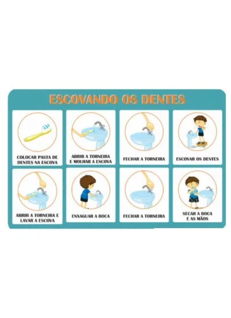 Adesivo Passo a Passo - Escovando os Dentes-MENINOS