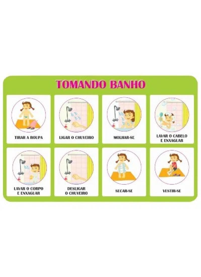 Adesivo Passo a Passo - Tomando Banho- MENINAS